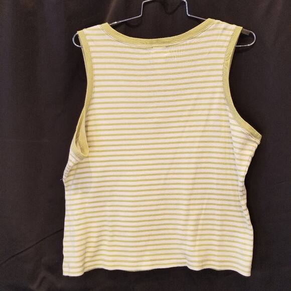 Calvin Klein White Green Stripe Crop Top Stretch Cotton  XL - Picture 4 of 8